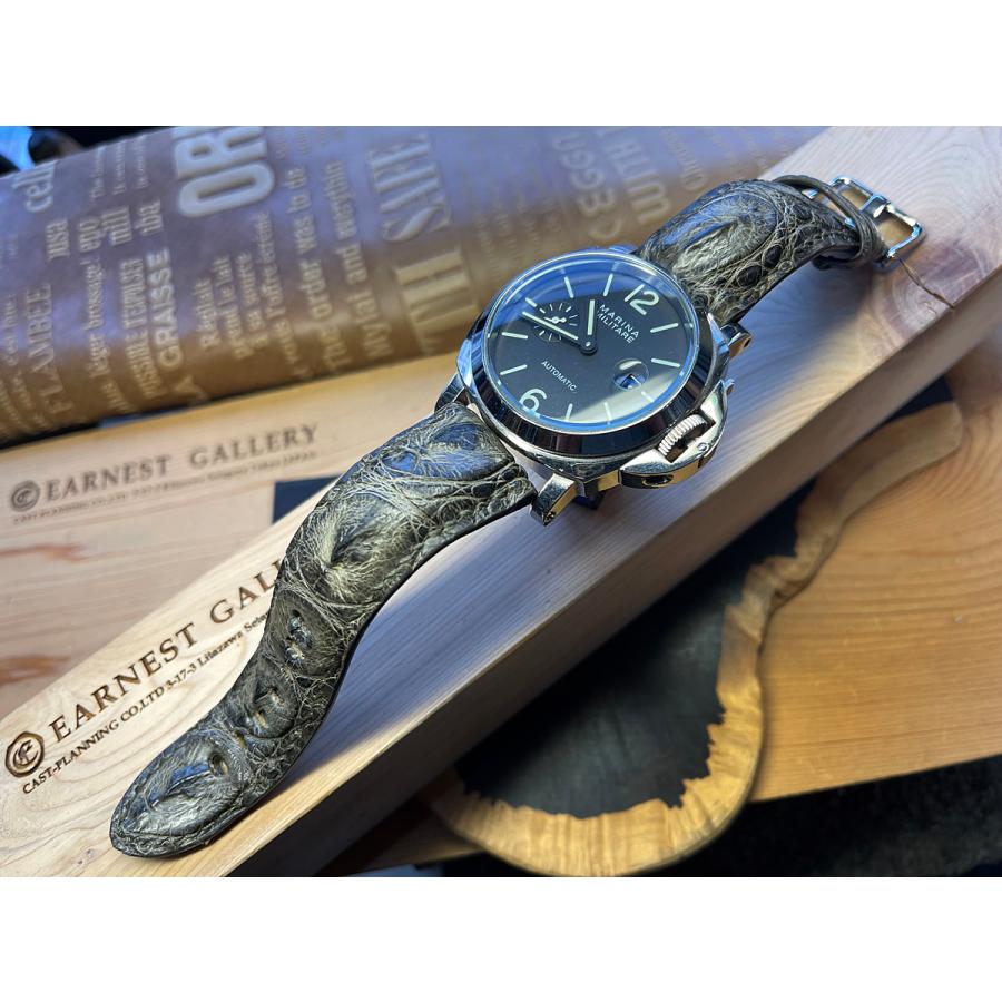 極上一点もの！24mm、クロコビンテージオリーブ、腹部玉トゲ、尾錠付き！ | OFFICINE PANERAI | 01