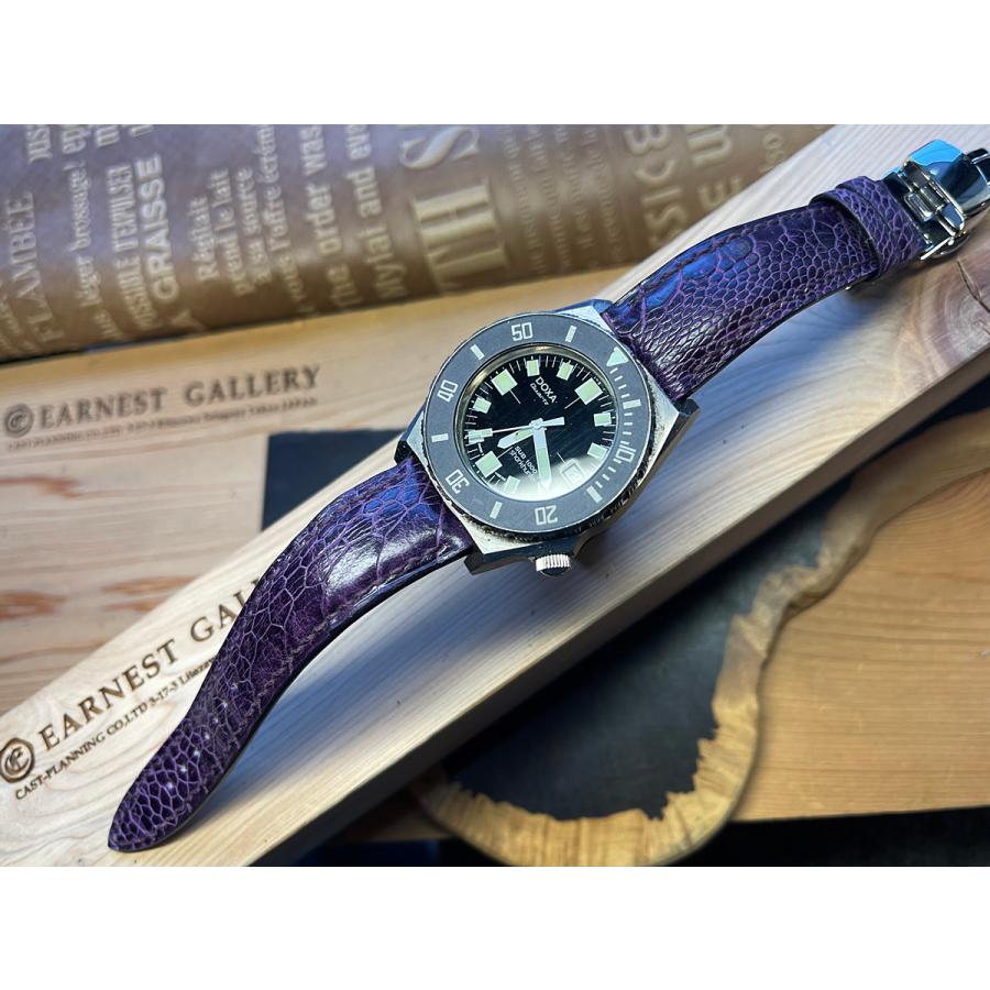 一点もの！20mm、オーストレグ紫（ダチョウ脚）アシンメトリー仕立て、Dバックル付き！ | ROLEX