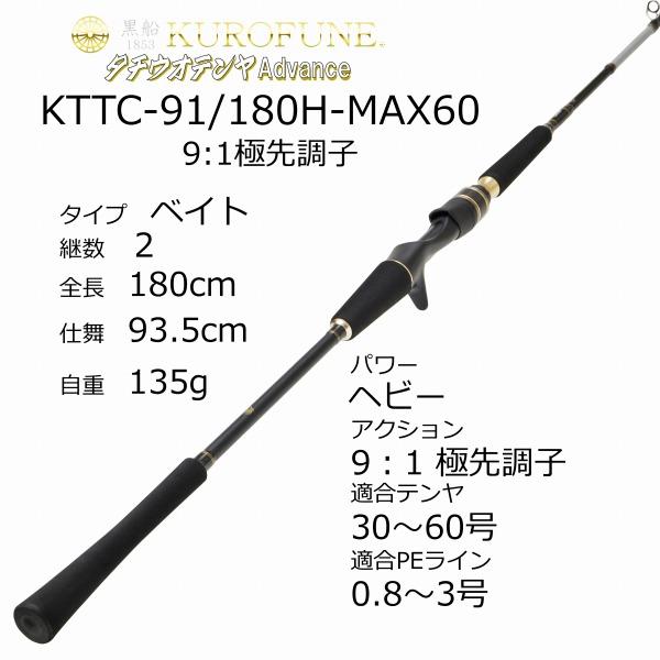 アブガルシア 船竿 黒船 KTTC-91/180H -タチウオテンヤアドバンス 9:1