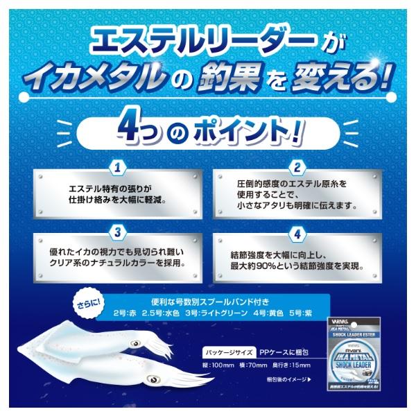 【ネコポス対象品】バリバス リーダー アバニ イカメタル ショックリーダー エステル 4号 (Ave.18lb) | VARIVAS | 02
