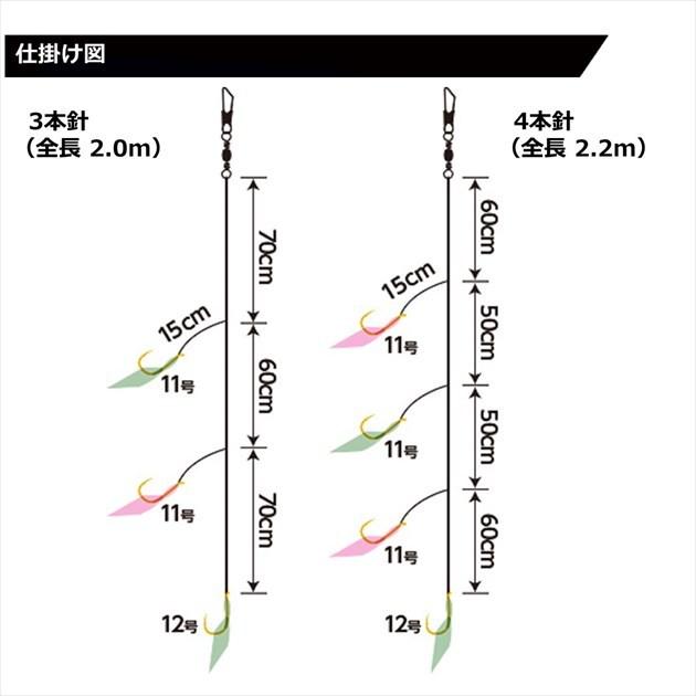 【ネコポス対象品】ダイワ 仕掛け 快適船イサギ・アジ仕掛け 4本針2セット入り 針11/12 ハリス3.5(qh)｜casting｜06