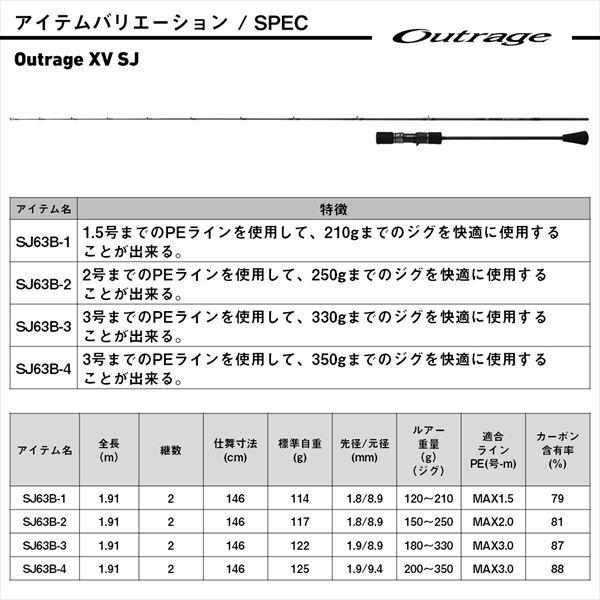 DAIWA（ダイワ） オフショアロッド アウトレイジ XV SJ 63B-2(ベイト 2