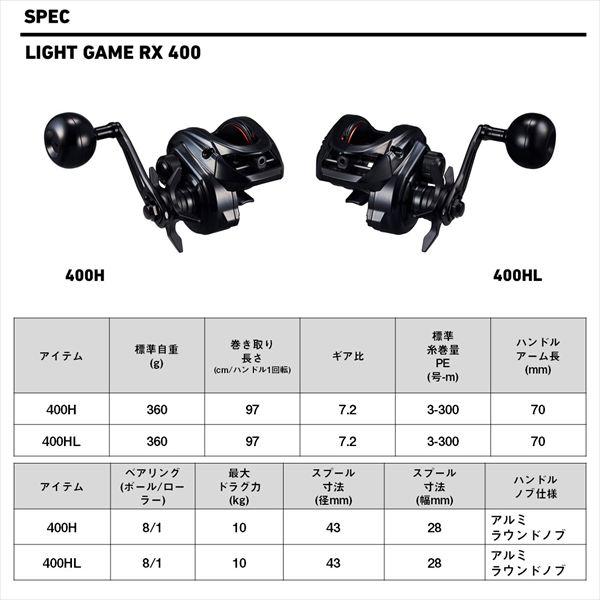 DAIWA（ダイワ） ベイトリール ライトゲーム RX 400HL (左) : 釣具の