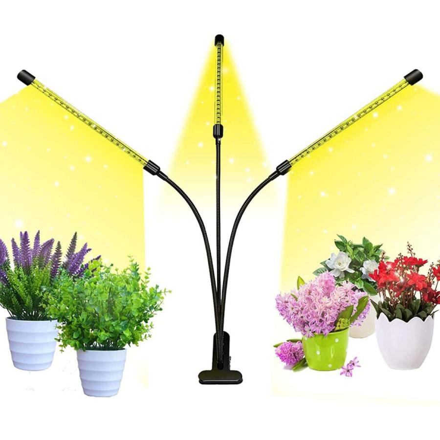 Zredurney 植物育成ライト 3ヘッド 360 調整可能な Usb電源 6レベル調光ライト タイミング機能付き 3h 6h 12h 日照不足解消 水耕栽培ライト 家庭用野菜園 宅送