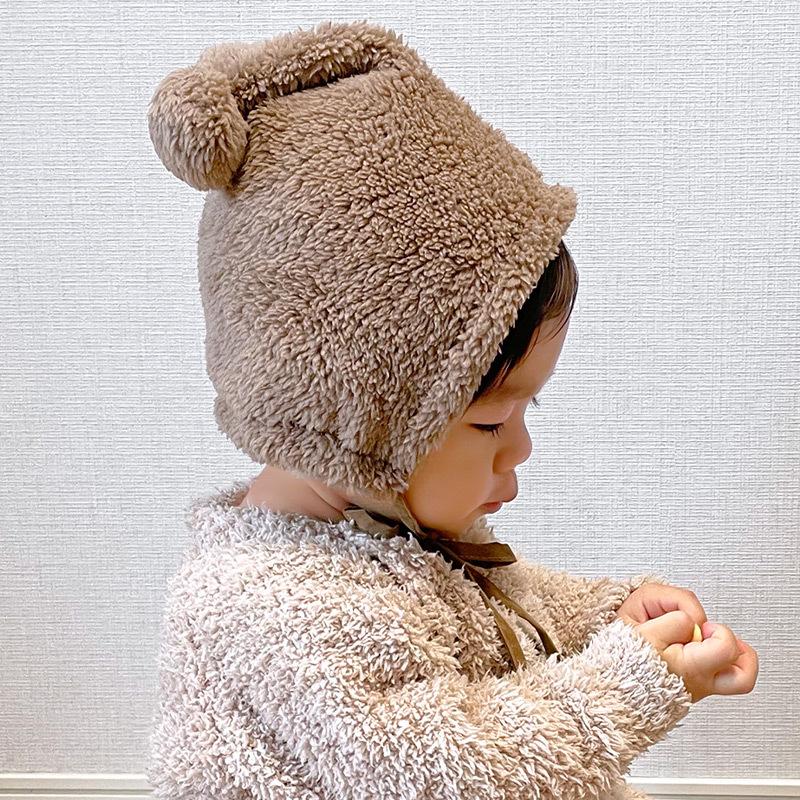 Chick Picot ホワイトベビードレスセット（帽子・ポンポン付）サイズ50 帽子 赤ちゃん 冬用 ふわふわ 男の子 女の子 8ヶ月〜2歳 50