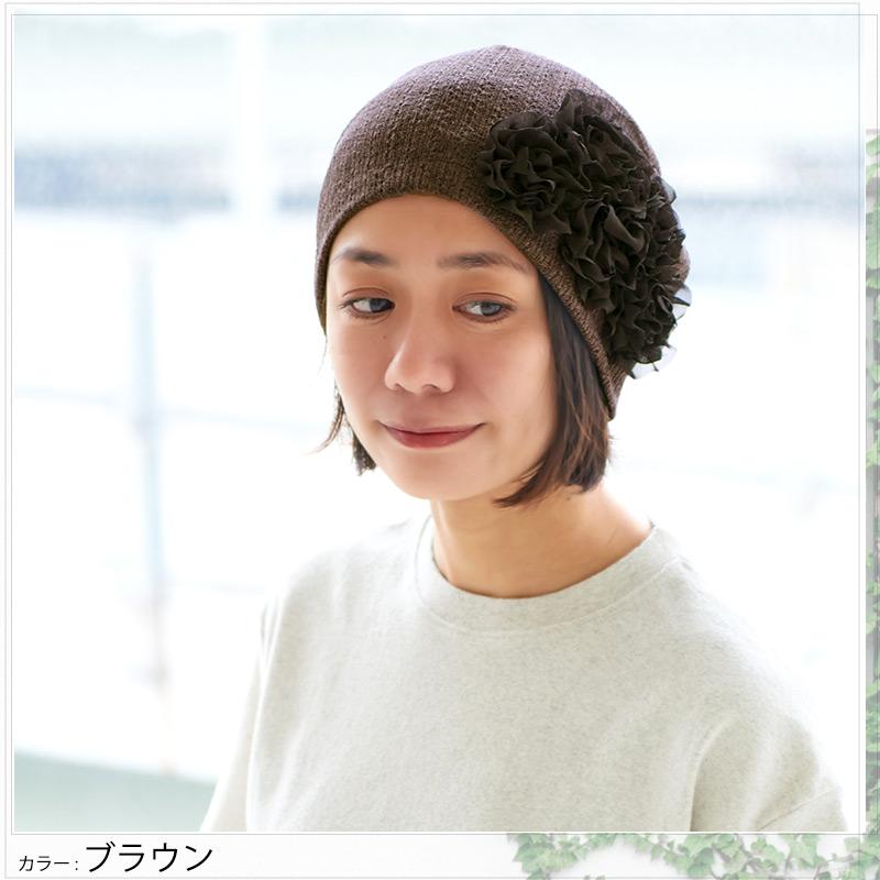 ハンドメイド☆夏素材のシンプルニット帽 ネイビー 通販