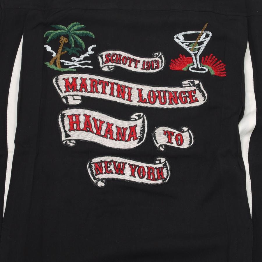 Schott ショット 3175009-09 半袖ボーリングシャツ 『MARTINI LOUNGE』 ブラック M L :3175009-09