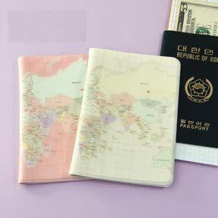 かわいい 世界地図柄 ベビーピンク ＆ クリーム パスポートケース 2冊セット カード チケット 色々 挟めて 便利