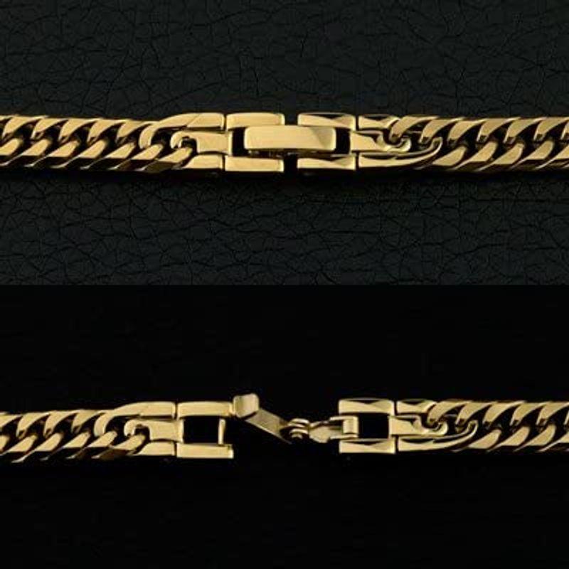 チタン ダブル喜平 6面カット ネックレス 50cm メンズ 6.5mm幅 (ゴールド イオン プレーティング加工) 金属アレルギー対応 50cm ダブル喜平 6面カット ネックレス メンズ 5mm幅 ゴールド イオン プレーティング加工 金属アレルギー対応