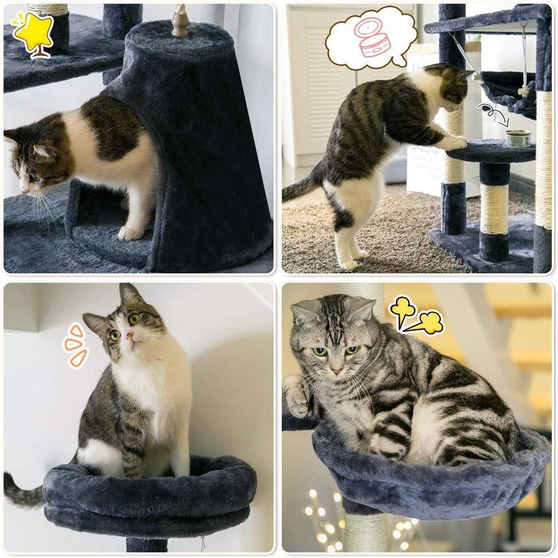Mwpo 富士山ようなハウス キャットタワー 猫タワー 大型猫 麻紐 172cm 巨大サイズ 2つハンモック 匂いなし 多頭飼い 転倒防止 2つハンモック 富士山ようなハウス キャットタワー 猫タワー 大型猫 麻紐 172cm 巨大サイズ 匂いなし 多頭飼い 転倒防止