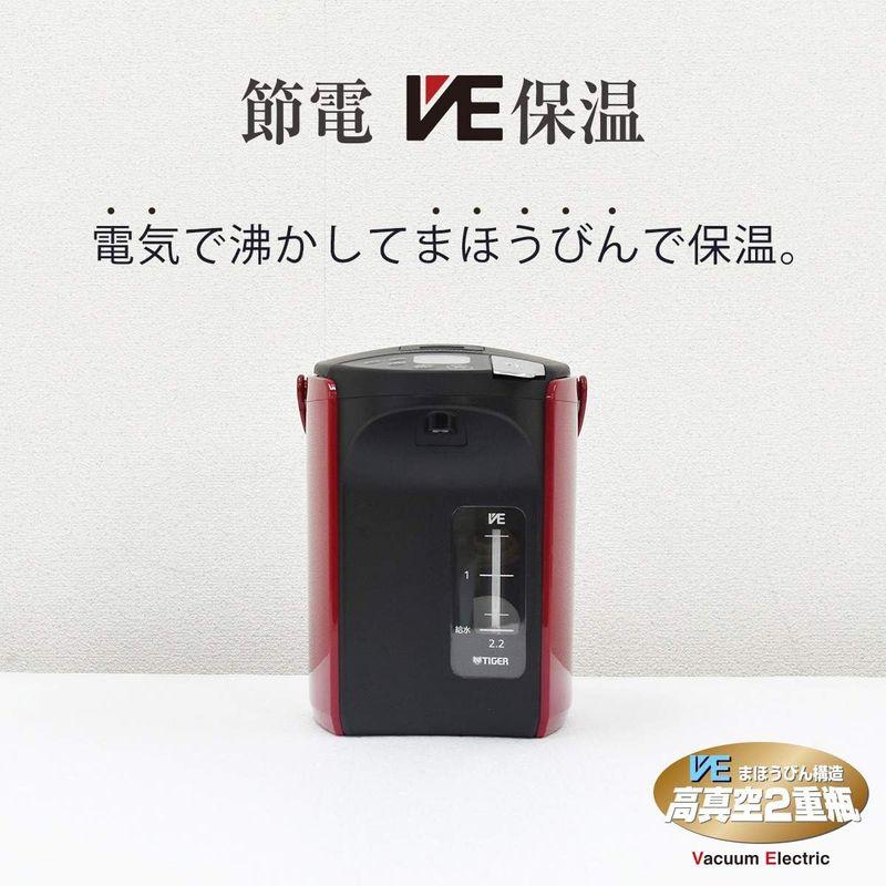 タイガー魔法瓶(TIGER) 電気ポット 蒸気レスVE電気 まほうびん とく子さん 2.2L レッド PIP-A220-R TIGER 電気ポット 蒸気レスVE電気 まほうびん とく子さん 2L レッド PIP A220