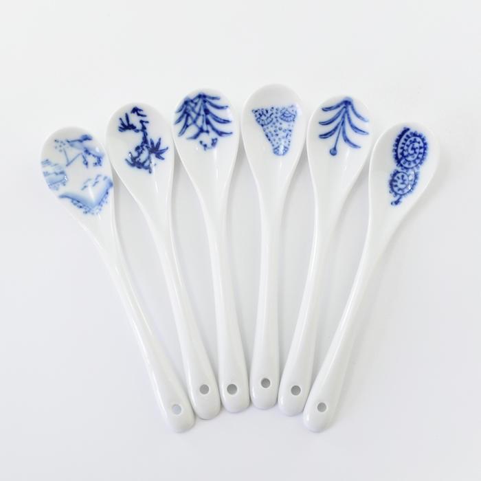スプーン 6点セット /13cm/ 陶器 コーヒースプーン 和食器 和風 染付柄