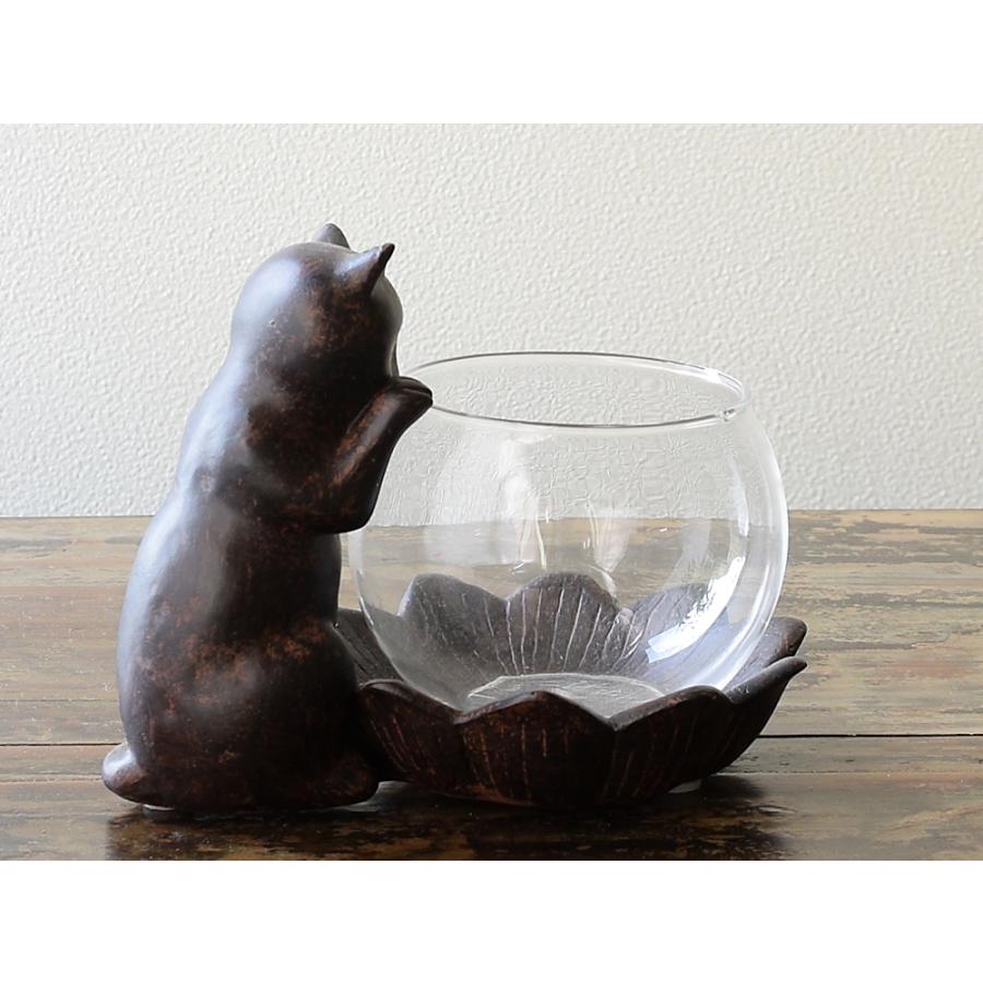 小物入れ ガラスポット のぞき猫モチーフ かわいいオブジェ 置物