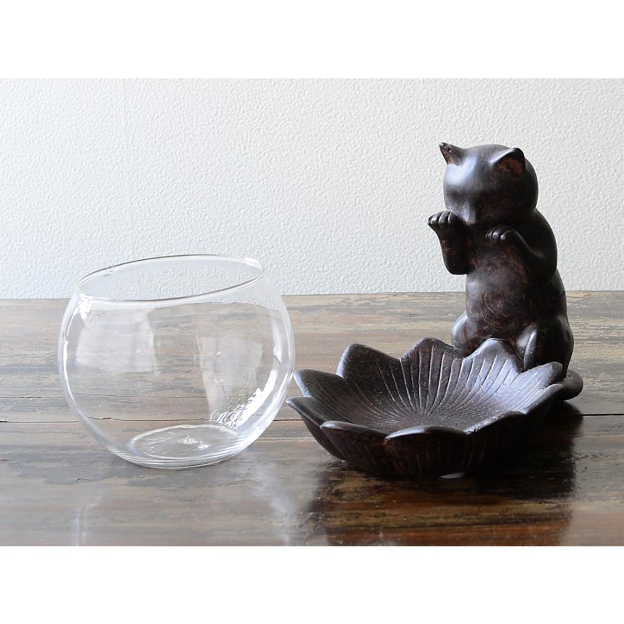 小物入れ ガラスポット のぞき猫モチーフ かわいいオブジェ 置物