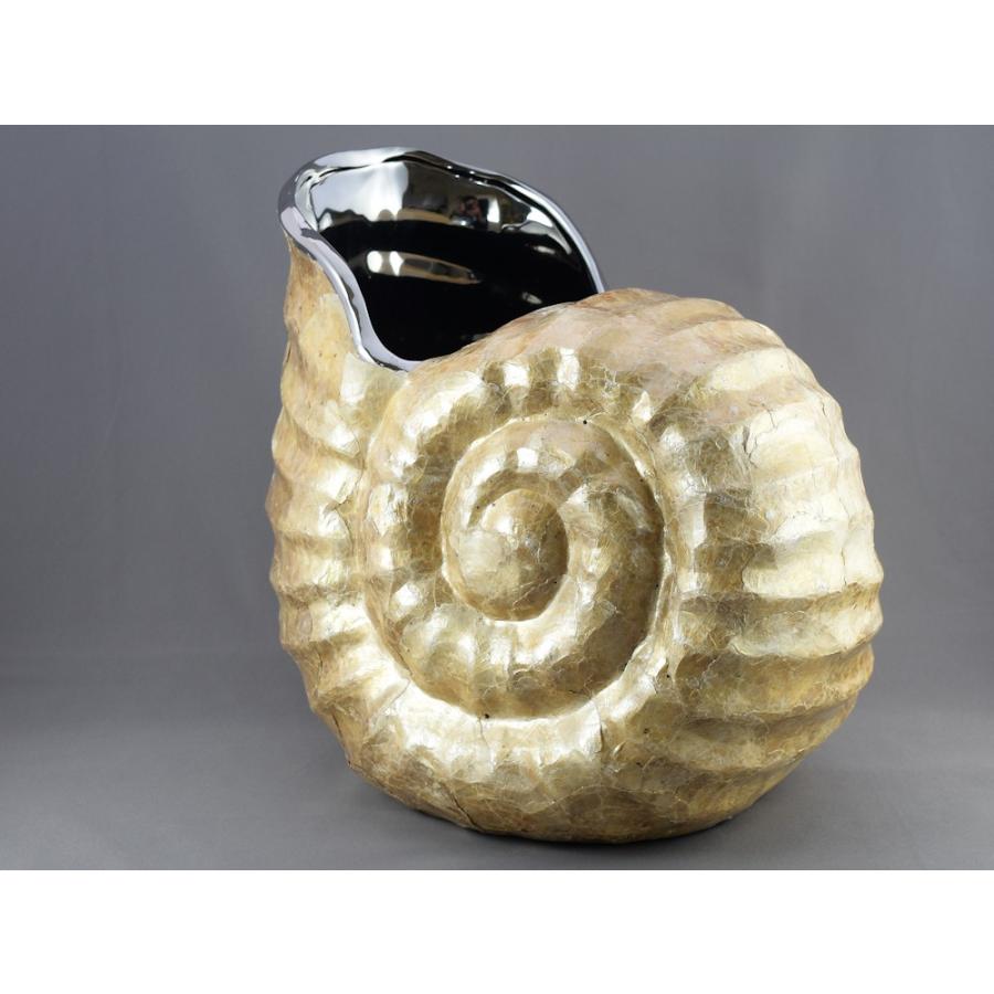 貝形 陶器花瓶 /size：W35xD24xH32cm/ シェル花瓶 花器 おしゃれ花瓶