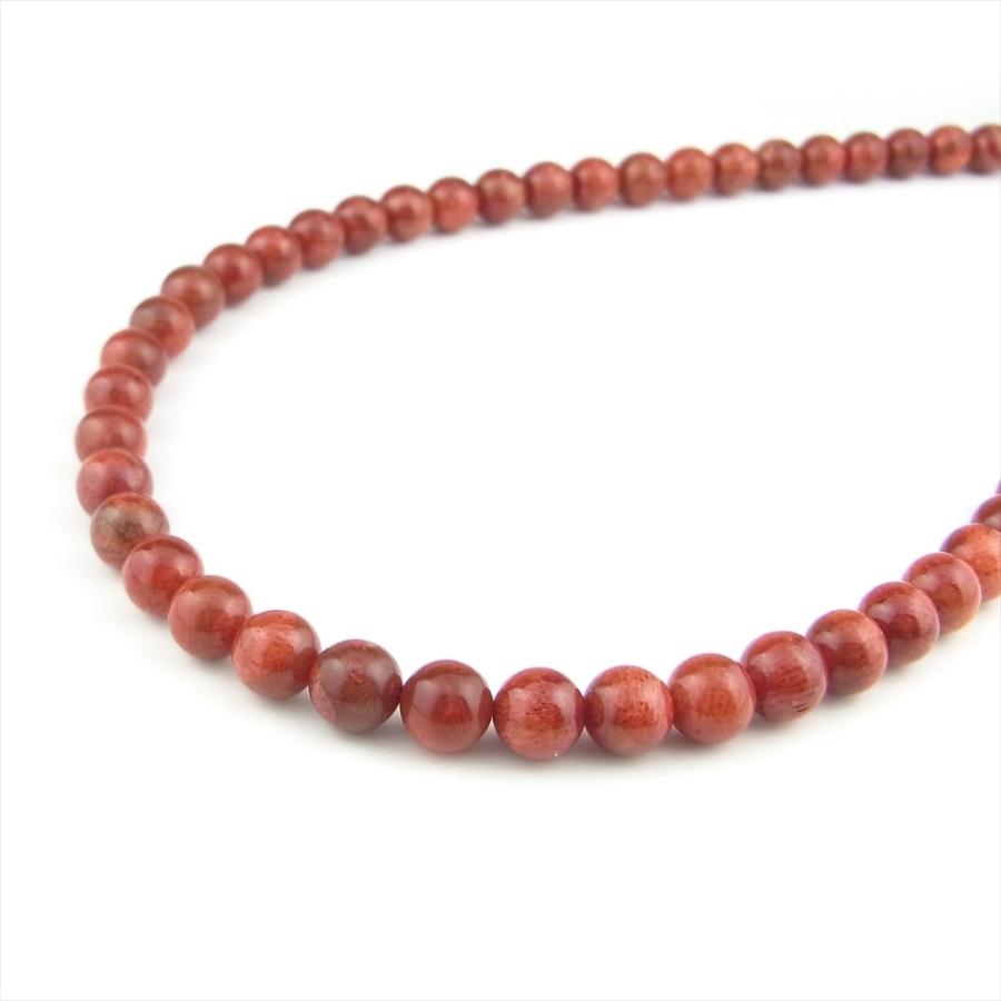 珊瑚 ネックレス アップル アフリカ スポンジ サンゴ さんご 6-6.5mm玉