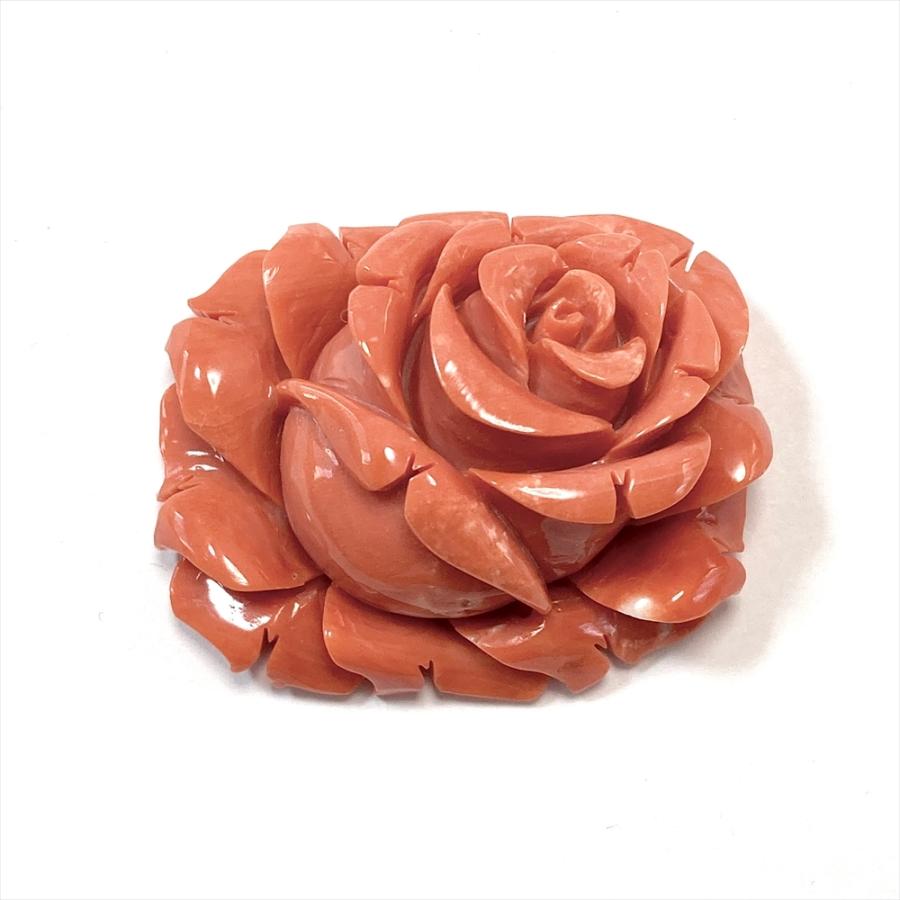 血赤珊瑚薔薇ルースブローチ