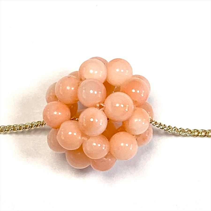 珊瑚 ネックレス 深海珊瑚 ピンク珊瑚 かご編み トップ ペンダント天然