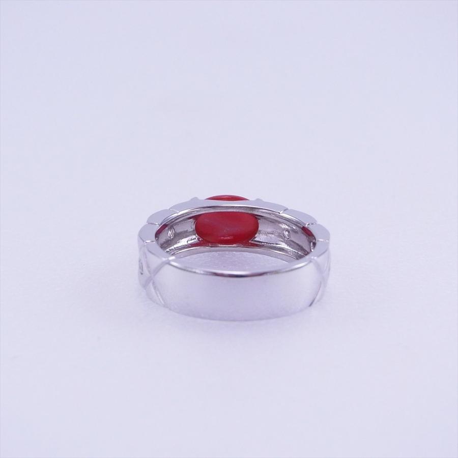 珊瑚 指輪 血赤珊瑚 カボション 高知県産 シルバー 天然 リング
