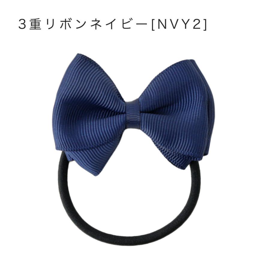 黒リボン　ヘアアクセ お受験 ヘア ○日本製 グログラン&サテンリボン バレッタ 黒/紺