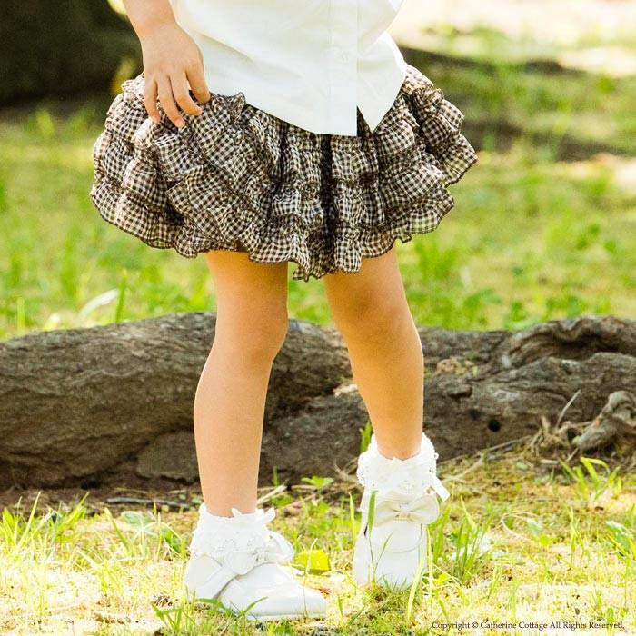 子供スカート キュートなチェック柄シフォンフリルスカート インナーパニエ :CC0135:キャサリンコテージ - 通販 - Yahoo!ショッピング