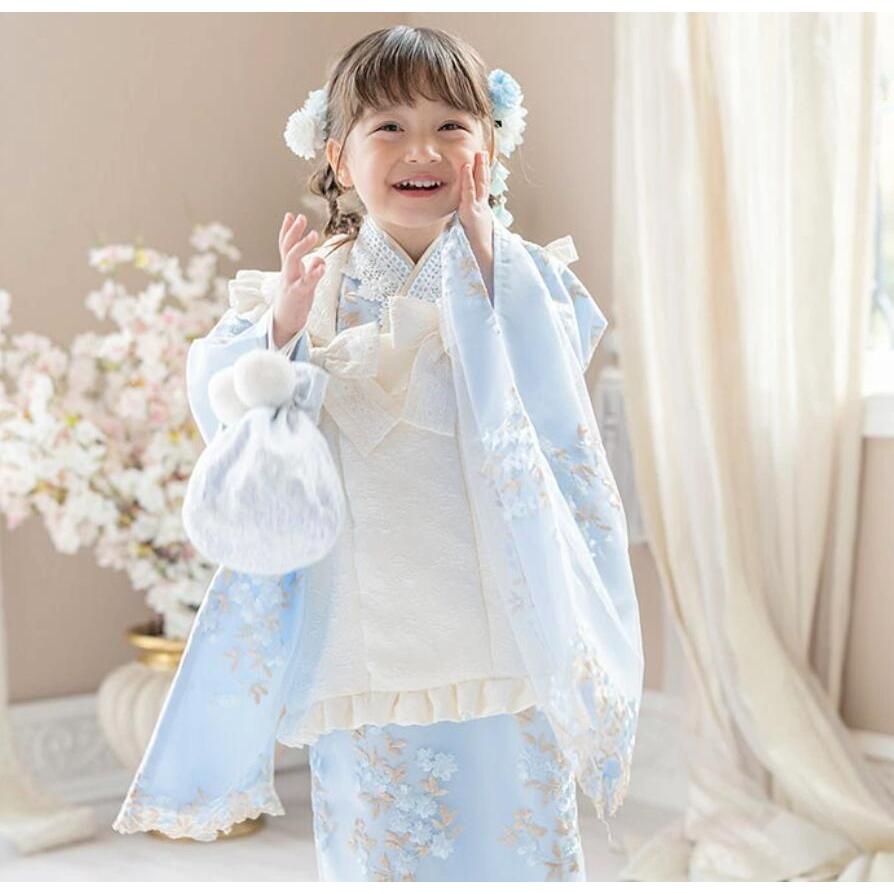 セール｜七五三 3歳女の子 着物 花刺繍チュールレース着物ワンピース＆ 被布セット 和装 TAK | Catherine Cottage | 21