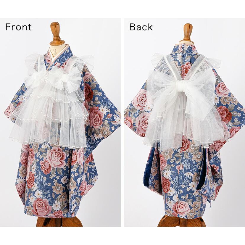 被布エプロン【 babyピンクラベンダーフリル】　チュール被布　七五三着物　被布 被布エプロン【 babyピンクラベンダーフリル】 チュール被布