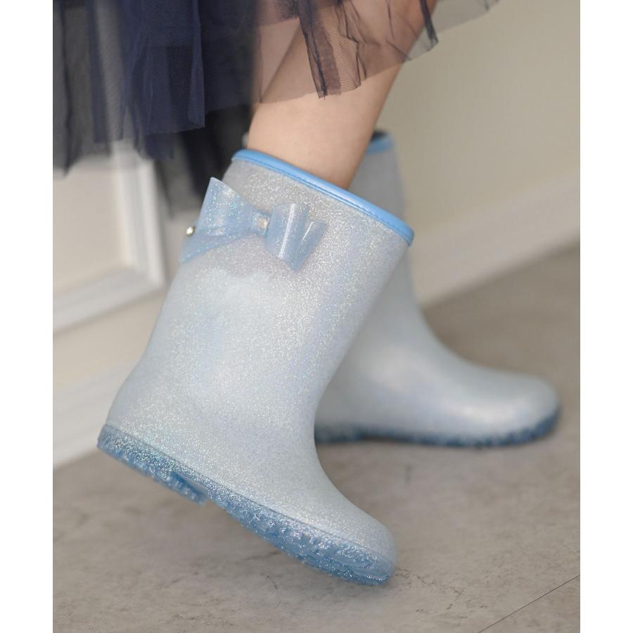 セール｜キッズ長靴 |在庫わずか|送料無料| サイドリボンラメレインブーツ ジュニア レディース TAK・キッズ キャサリンコテージ | Catherine Cottage | 19