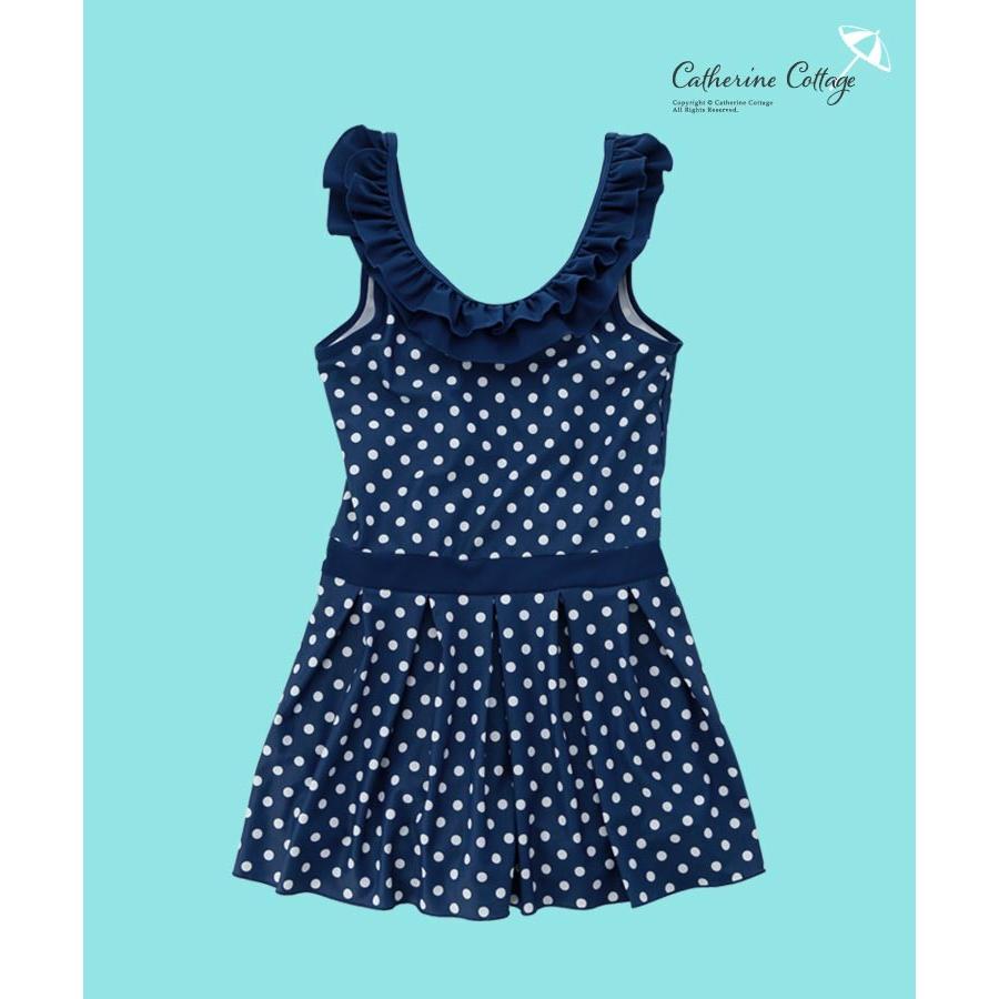 水着 子供 キッズ水着 女の子 ワンピース スイムウェア フリルレトロドット 100 110 1 130 Cm ネイビー 紺 Yup12 Dk003 キャサリンコテージ 通販 Yahoo ショッピング