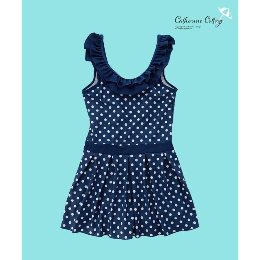 子供水着 ジュニア キッズ 女の子 ワンピース スイムウェア フリルレトロドット 140 150 160 Cm ネイビー 紺 水玉模様 Yup12 Dk004 キャサリンコテージ 通販 Yahoo ショッピング