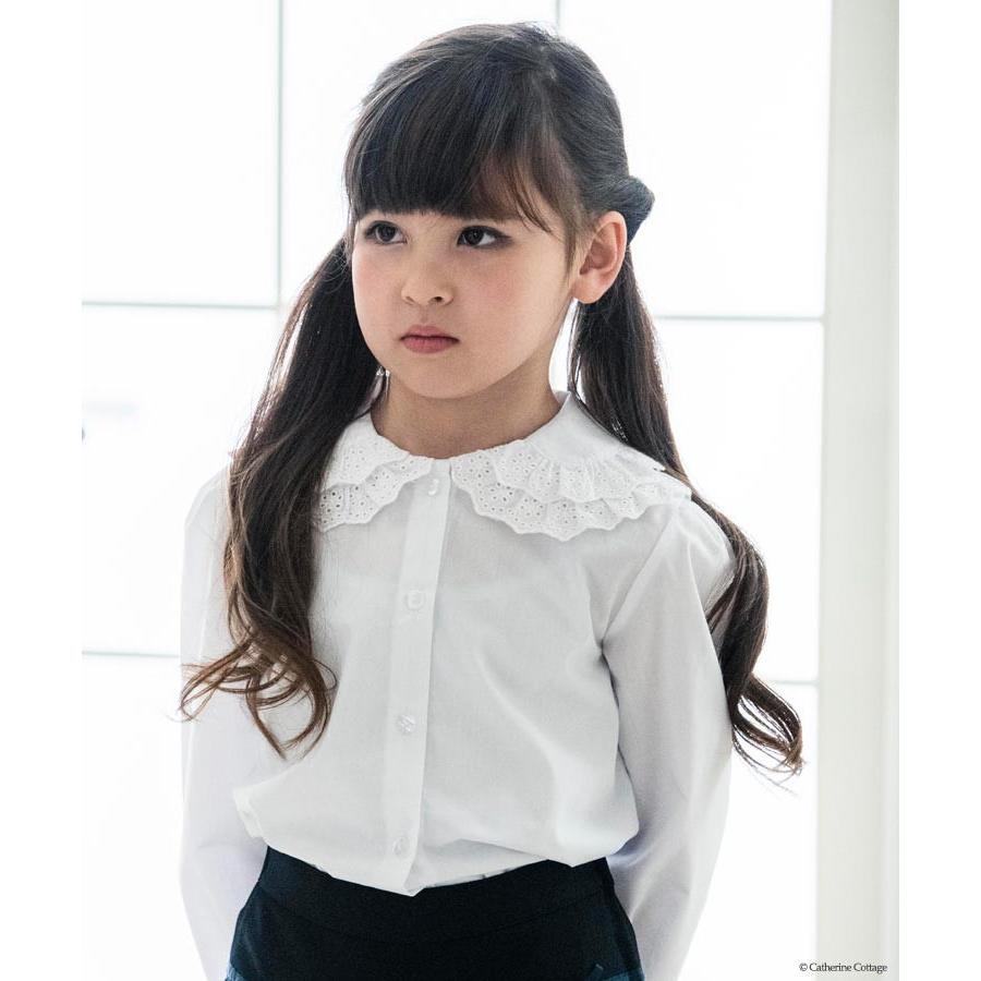 子供服 卒業式 入学式 長袖白ブラウス 女の子 フリル リボン キッズ 