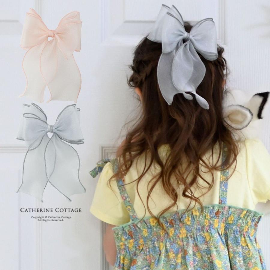 ヘアアクセサリー オーガンジーリボンのお嬢様バレッタ おしゃれ キッズ 子供 Yup4 Nsac010 キャサリンコテージ 通販 Yahoo ショッピング