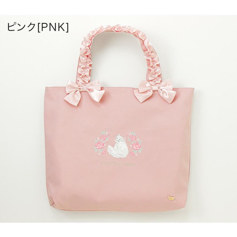 1/2 ねこまま　手刺繍　ローズ　レッスンバッグ　上履き入れ　他　ピンク 2/2 ねこまま 手刺繍 ローズ レッスンバッグ 上履き入れ 他