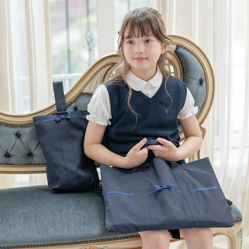 Catherine Cottage 上履き入れ シューズ バッグ 清楚な濃紺の