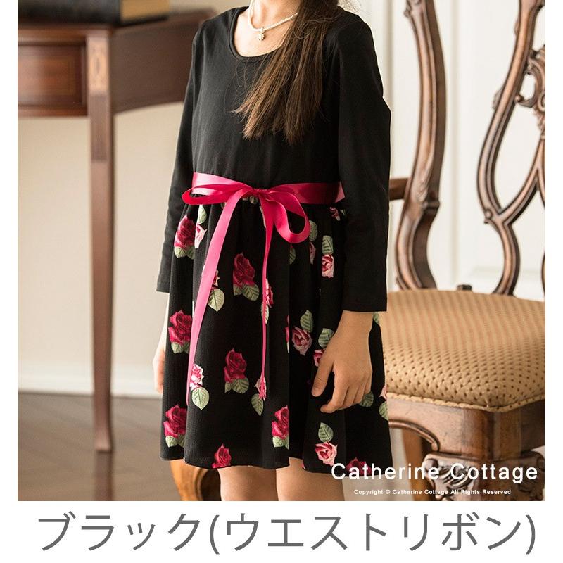 子どもワンピース 子ども服 女の子 バラ柄切り替えワンピース 花柄 ネイビー 黒 100 110 1 130cm Tak Pc695 キャサリンコテージ 通販 Yahoo ショッピング