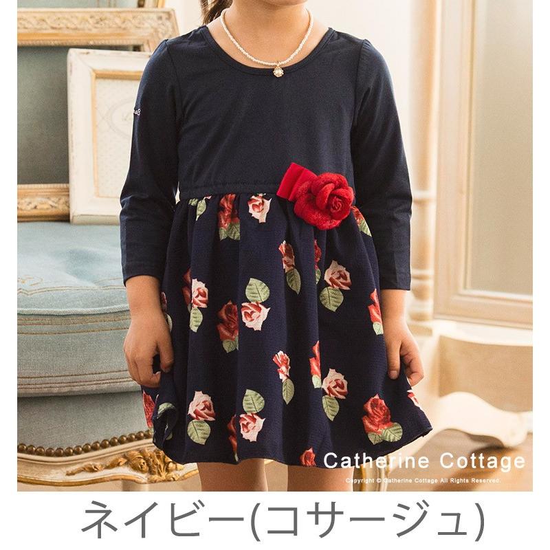子どもワンピース 子ども服 女の子 バラ柄切り替えワンピース 花柄 ネイビー 黒 100 110 1 130cm Tak Pc695 キャサリンコテージ 通販 Yahoo ショッピング