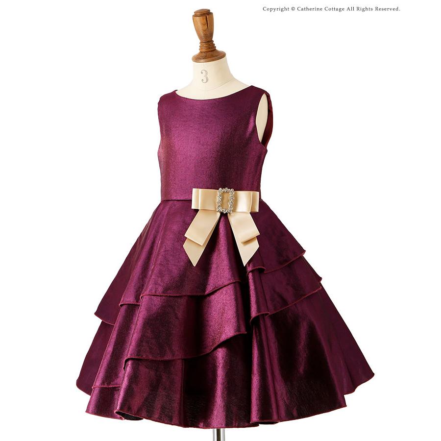 子供ドレス ピアノ 発表会 結婚式 子どもスパークリングサテンキッズドレス リボンブローチ付きTAK 女の子 フォーマル キャサリンコテージ | Catherine Cottage | 24