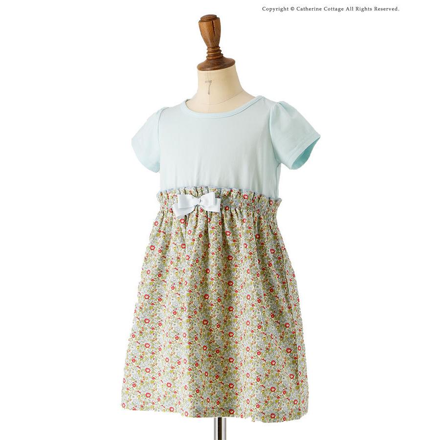 子供服 夏服 カジュアル キッズワンピース 半袖リボンドッキングワンピース 110 1 130 140 150cm Tak Qs051 キャサリンコテージ 通販 Yahoo ショッピング