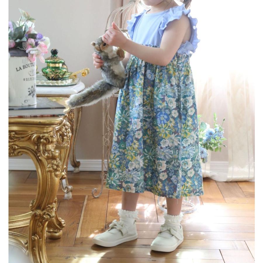 子供服 女の子 ワンピース 夏服 キッズ 肩フリル小花柄ドッキングワンピース ノースリーブ ワンピ 袖なし 110 1 130 140 150cm Tak Qs052 キャサリンコテージ 通販 Yahoo ショッピング