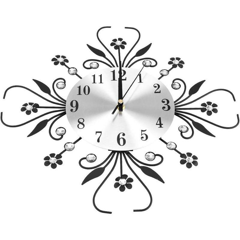 スクールシーズン 特別プロモーション ウォールクロック、アイアンヨーロピアンスタイルの花型の壁掛け時計ダイヤモンド吊り壁時計 1