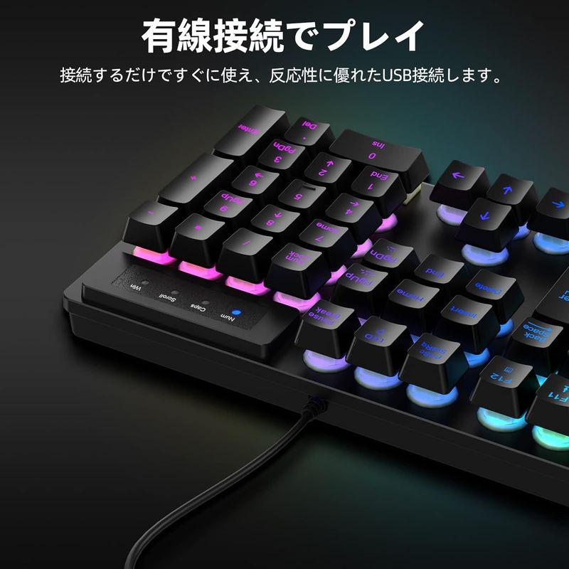 NPET ゲーミングキーボード RGB 有線 バックライト 防水 usb 26キー防衝突 キーボード 静音 角度調節可能 LED 日本正品｜cathy-life-store｜04