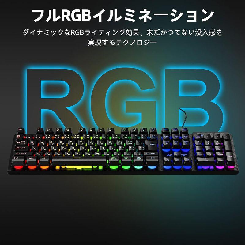 NPET ゲーミングキーボード RGB 有線 バックライト 防水 usb 26キー防衝突 キーボード 静音 角度調節可能 LED 日本正品｜cathy-life-store｜05