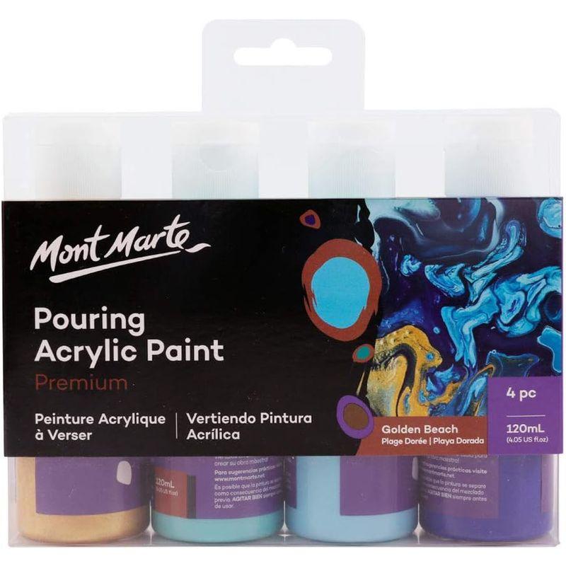 Mont Marte アクリルポーリング絵具セット 金色砂浜 注ぎ塗料 Pouring Acrylic Set 4 x 120ml ペイン｜cathy-life-store｜02