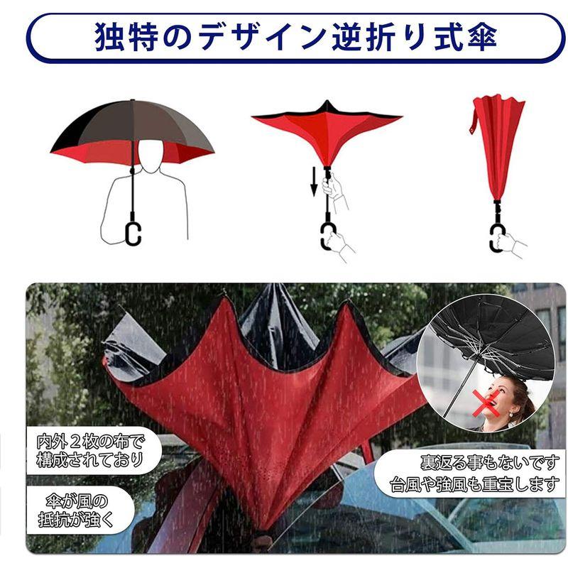 YOKITOMO 長傘 レディース 逆さ傘 丈夫 撥水 内外２枚の布の構成で耐風 熱中症対策 遮光 遮熱効果 閉じると自立可能 晴雨兼用傘｜cathy-life-store｜03
