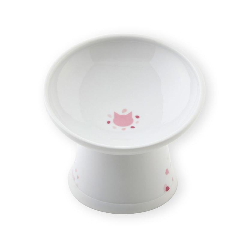 猫壱（necoichi） 猫用 脚付フードボウル 斜めタイプ Sakura Cat