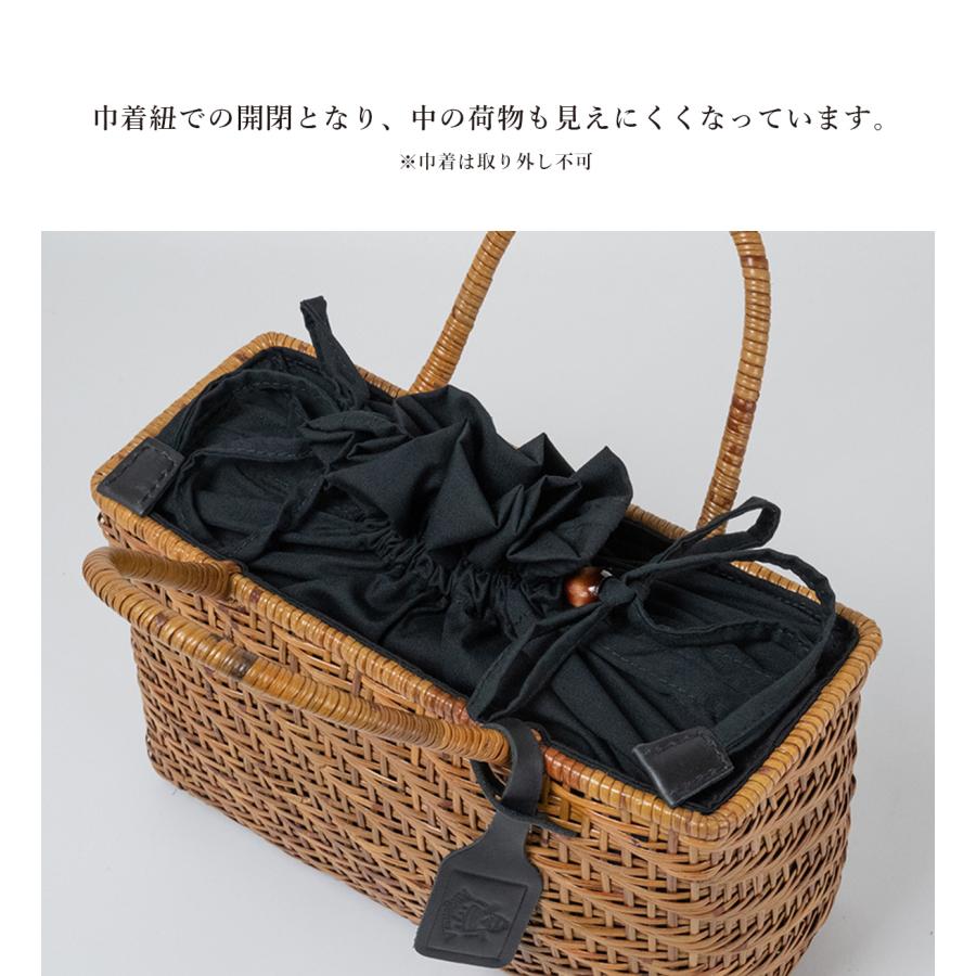 かごバッグ 本革 ラタン 和装 巾着 浴衣 ハンドバッグ トート 大人