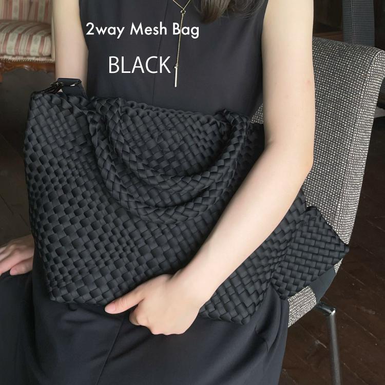 2way Mesh Bag メッシュバッグ ショルダー トートバッグ 男女兼用 ネオプレン風メッシュ 斜めがけ A4収納 大容量 Ring_the_Bell リングザベル 21060B 全世代向けの画像