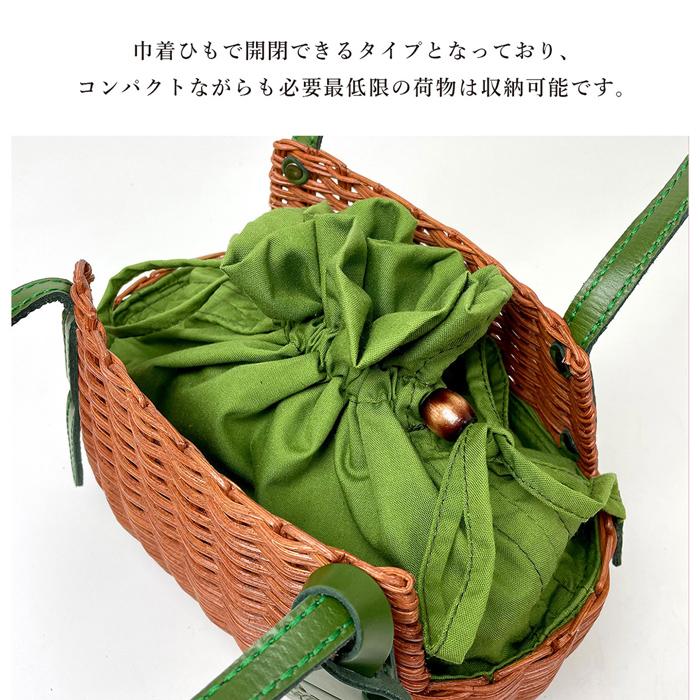 かごバッグ 巾着 本革 ラタン 浴衣 ハンドバッグ レディース かごバッグ 巾着 本革 ラタン 浴衣 ハンドバッグ レディース