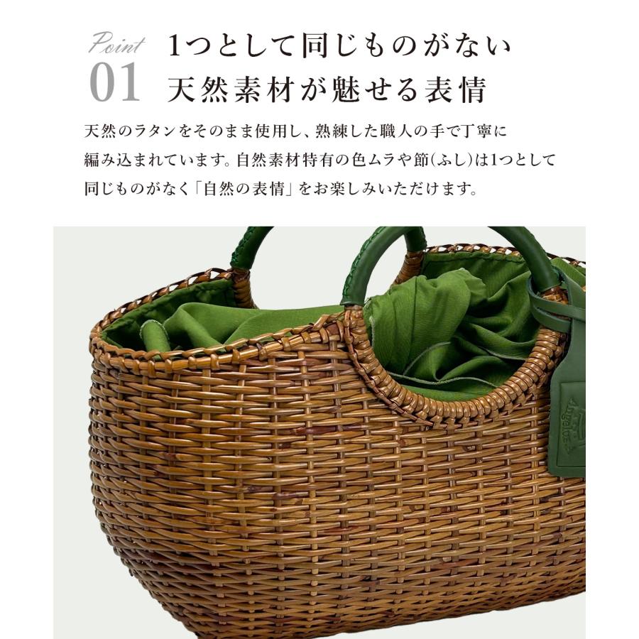 かごバッグ 本革 ラタン 和装 巾着 浴衣 ハンドバッグ トート 大人 Angelus.A アンジェラスエー 26001 軽い 上品 可愛い シンプル 夏 母の日の画像