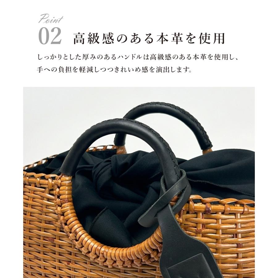 かごバッグ 本革 ラタン 和装 巾着 浴衣 ハンドバッグ トート 大人 Angelus.A アンジェラスエー 26001 軽い 上品 可愛い シンプル 夏 母の日の画像